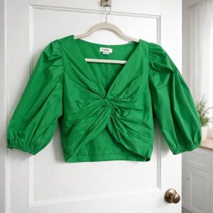 Jason Wu Vibrant Green Ruched Blouse
